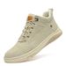 Men's Round Head Anti-suede Casual Board Shoes Front Lace-up Breathable Flat Heel Rubber Non-slip Sole Medium Top Men's Shoes_vogvips.com