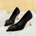 1818-H90 Pointed High-heeled Shoes With Fine Beaded Metal Flowers, Shallow Mouthed And Comfortable High Heels Made Of_vogvips.com