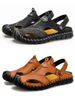 First Layer Cowhide Pure Cowhide Sandals Men's Summer Men's Sandals Casual Baotou Beach Shoes Men's Sandals Men's Shoes_vogvips.com