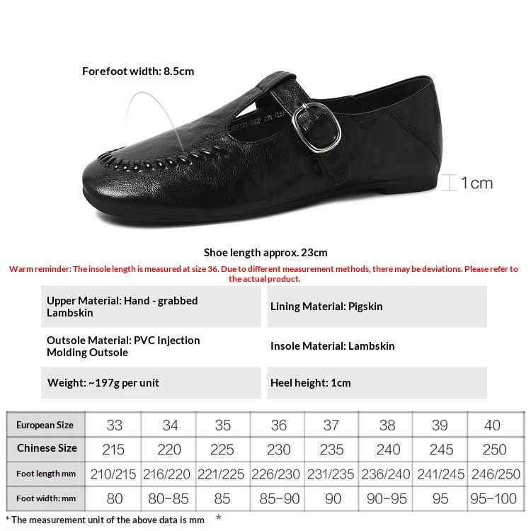 Cameido Mary Jane Shoes Vintage Round Toe Flat Leather Shoes Soft Sole And Upper For Spring_vogvips.com