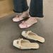 Women's Half Slippers 2025 Spring New Flat Toe Single Shoes Outdoor Pink Mule Shoes Wearable Comfortable Fashionable Exquisite Versatile_vogvips.com