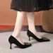 Elegant Rhinestone Square Buckle Pointed-toe High Heel Shoes, 7.5 Cm, Versatile, Fashionable, Comfortable, Suede Surface Women's Shoes_vogvips.com