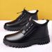 TerraStride Winter Warm With Fleece, High Waist Shoes, Thickened Snow Boots, Men's PU Business Cotton Leather Shoes_vogvips.com