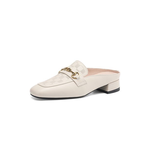 Genuine Leather Open-Toe Mule Sandals With 3cm Block Heel - Comfortable & Stylish Slip-On Shoes For Women_vogvips.com