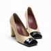 Retro Style Women's High Heels Color Blocked Square Toe Low Cut Genuine Leather Chunky Heel Versatile Shoes for Commuting Black_vogvips.com