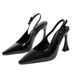 European And American Style With Pointed Toe, Buckle Closure, Patent Leather Fashion 9cm Closed-toe Sandals, Large Size_vogvips.com