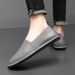 Autumn 2024 Genuine Leather Soft Sole Casual Sneakers Trendy Fashion White Slip-On Lightweight Men's Shoes_vogvips.com
