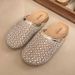 Women's Rhinestone Fishnet Closed Toe Sandals Breathable Hollow out Slip-On Mules Summer 2026 New Fashion_vogvips.com