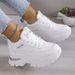 Women's Platform Sneakers, Fashion Lace Up Outdoor Shoes, Comfortable Low Top Sport Shoes_vogvips.com