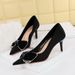 18249-AH31 Fashion High Slim Heels Banquet Women's Shallow Mouth Pointed Water Diamond Bow Single Shoes_vogvips.com