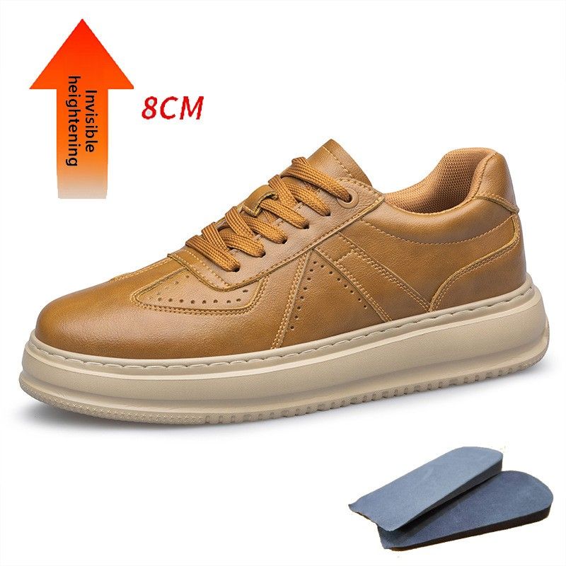 Thick-soled Heightening White Shoes Men's Lace-up Men's Sports And Leisure Single Shoes Board Shoes_vogvips.com