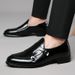 Voyage Factory Direct Men's Business Casual Double Buckle Pointed Toe Shiny Monk British Formal Leather Shoes_vogvips.com