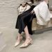 Chunky-heeled Shallow-toe Closed-toe Sandals Open Back For Women, New Spring-summer Korean Style Pointed-toe Mid-heel To_vogvips.com