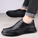 Men's Casual Leather Shoes, Lace-up, Breathable, Popular Style, Sole, Soft Leather, Suitable For Office Work And Formal_vogvips.com