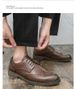 British-style Brogue Carved Wedding Shoes, Brown Business Slip-on Men's Height-increasing Formal Leather Shoes_vogvips.com