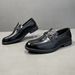 First Layer Cowhide Genuine Crocodile Patterned Bean Autumn And Winter British Business Formal Leather Set Foot Men's_vogvips.com