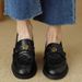 Leather Soft-soled Thick-heeled Loafers Women's Flat-heeled Single Shoes Small Leather Shoes_vogvips.com