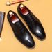 Pointed leather shoes men's genuine leather European and American hand-brushed men's shoes business formal wear pointed carved brogue Oxford shoes_vogvips.com