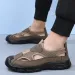Men's Summer Breathable Mesh Sandals Water Outdoor Casual Beach Slip-On Comfortable PU Bottom Grid Lined Shoes_vogvips.com