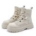 Women's Yellow With Hollow Design, 2024 New Model Genuine Leather Women's Boots, Hollow-Out Height-Increasing Martin_vogvips.com
