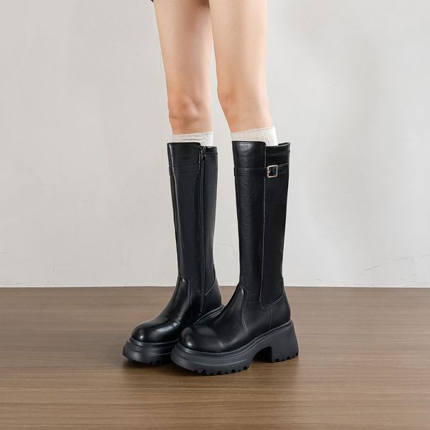 19233-2 Thick-Soled High Women 2025 Autumn Winter New Belt Buckle Over-the-Knee Long Boots With Wide Back Zipper For_vogvips.com