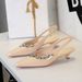Cone Heel Patent Leather Rhinestone Shallow Mouth Single Shoes Women's Rear Strap One Pedal Comfortable Pointed Women's Shoes_vogvips.com