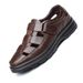 Summer Men's Sandals Made Of Cowhide, Breathable, Hollow Out, Non Slip, Casual, Middle-aged And Dad, Elderly, Leather_vogvips.com