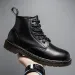 Designer Shoe Plus Size Autumn Winter Couple High Trendy Shoes British Style Black Leather Men's Mid Top Work Boots_vogvips.com