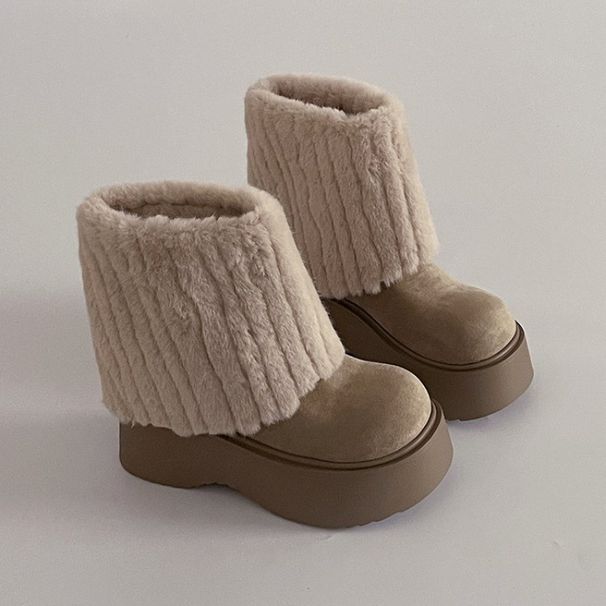 2025 Winter Niche Design Thick-Soled Furry Wide-Leg Versatile Snow Factory Plush Warm Fashion Boots_vogvips.com