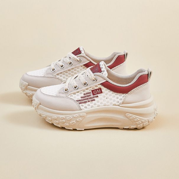 Daddy Shoes Female Student Sports Thick-soled Heightening Shoes Casual Mesh Breathable_vogvips.com
