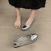 silver Shallow Bowknot Flats 2026 Spring New French Gentle Evening Style Flat Loafers Women's Shoes_vogvips.com