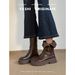 Platform Martin Women 2025 Autumn Winter New British Style Melad Brown Mid-Calf Fashion Two-Way Short Boots_vogvips.com