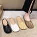 Korean-style Pleated Retro Half-slippers For Women, Spring And Summer Outdoor Closed-toe Flat Mules, 2025 New Model_vogvips.com