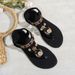 Women's Fashionable Round Clip Toe Bohemian Style One-piece Elastic Flat Sandals_vogvips.com