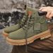 Men's Three-Color High-Top Martin Boots, Retro Suede Work Boots With Thick Sole, Chunky Yellow Boots For Outdoor & Casual Wear_vogvips.com