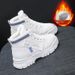 Women's Winter Fleece Lined High-Top Sneakers - Slip-Resistant Platform Boots With Faux Fur For Warmth & Comfort (Black/White-Blue/White-Orange)_vogvips.com