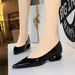 French Special-shaped Heel Patent Leather One-pedal Shallow-mouth Single Shoes Women's Comfortable Pointed Low-heeled Women's Shoes_vogvips.com