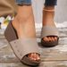 Summer Women's Platform Wedge Slides - Wide Width One Strap Chunky Sole Sandals For Casual Comfort_vogvips.com