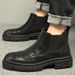 thick-soled Martin Boots Heightening Leather Boots Men's Shoes Velvet Leather Casual Medium And High-top Cigarette Tube Chelsea Leather Boots_vogvips.com