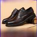 Summer leather Men's leather men's shoes Business dress men's leather shoes High-end head layer cowhide Brock carved Derby shoes_vogvips.com