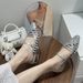 Binli Light And Shadow European Style Niche Low Heel Woven Sandals For Women Summer Hollow Thin Strap One-Word Buckle_vogvips.com