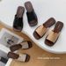 Korean Style Elegant Women's For Outdoor Wear 2025 Summer New Square Open Toe Simple Flat Casual Slide Sandals_vogvips.com