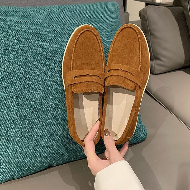 SHLIANG Fashion Suede Driving Shoes Leather Women Casual Shoes Brand Design Soft Women Loafers Moccasins Slip On Leisure Walking Shoes Y0270_vogvips.com
