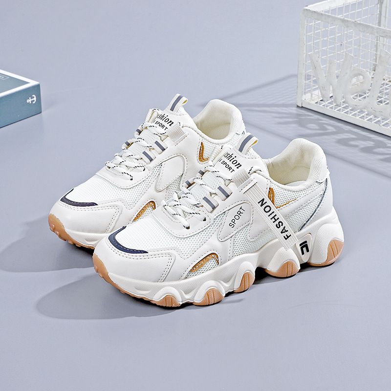 2025 Hot Spring Outdoor Running Sports Korean Style Soft Casual Mesh Versatile Thick Sole Dad Shoes For Women_vogvips.com