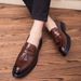 New Fashion Men's Brown Business Casual Loafer Shoes Daily Office Black Buckle Monk Men's Shoes One Foot Cover Banquet Dress Wedding Leather Shoes_vogvips.com