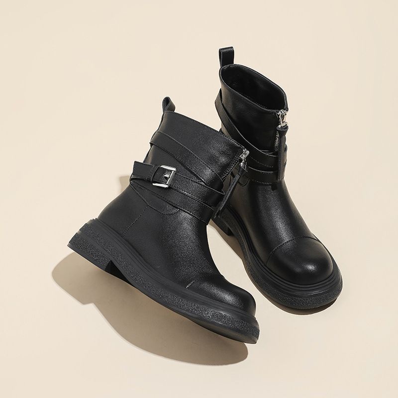 Two Wear Short Boots For Women With Autumn And Winter Martin Boots Thick Heel Round Head British Style Western Cowboy Boots_vogvips.com