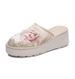Thick Sole With Sloping Heels, Fashionable Bun Half Support Fabric, Mesh Embroidered Shoes, Sandals, And Slippers For_vogvips.com