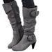 New Autumn And Winter Boots From Europe And America, Knee Length, Medium Boots, Suede, High Heels, Belt Buckle, Short Boots_vogvips.com