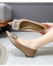 Office High-heeled Shoes - Elegant French Style Pointed Toe Rhinestone Buttoned Suede Kitten Heel Four-season Women's Shoes_vogvips.com