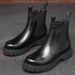 European Warm Series Winter New Fleece-Lined Martin Boots For Men, Mid-High Top Shoes, Thick-Soled Genuine Leather Pull-On Boots,_vogvips.com
